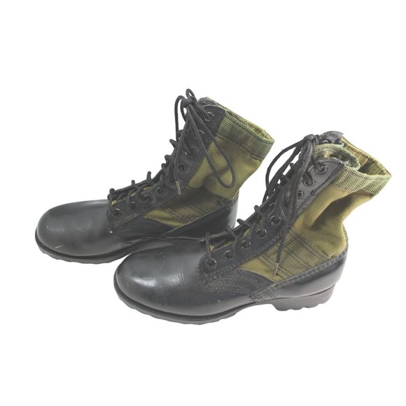 Olive Drab Leather Military Jungle Boots 5R Korea 88400 - Picture 5 of 10